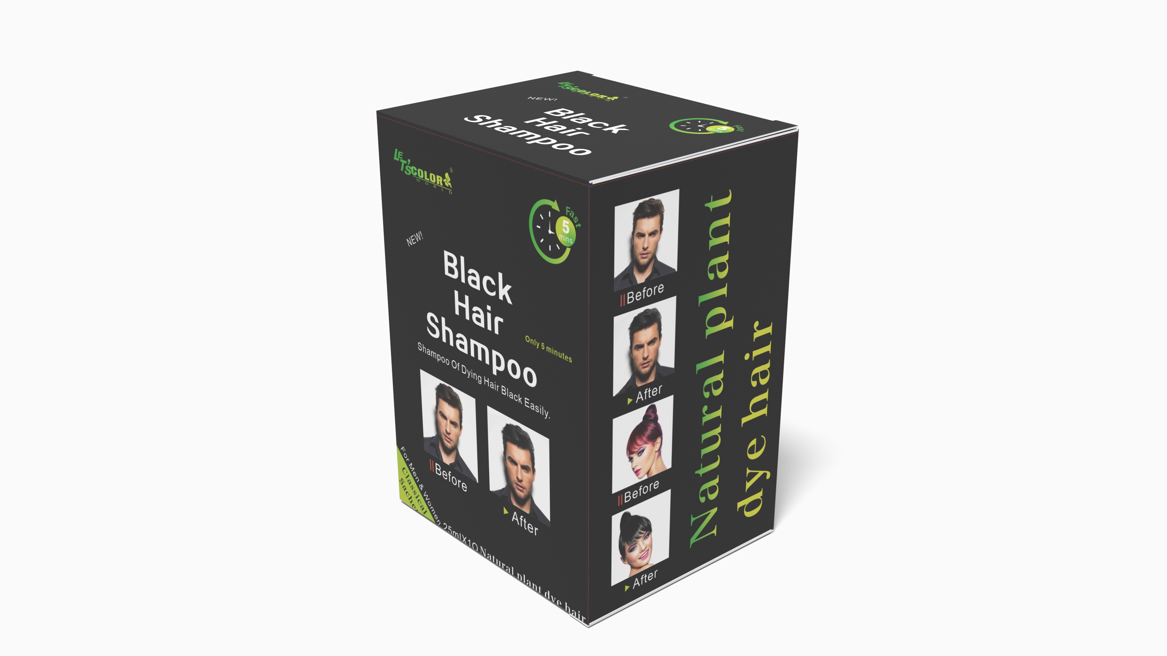 Shampoo de cor de cabelo preto para cobrir cabelos grisalhos