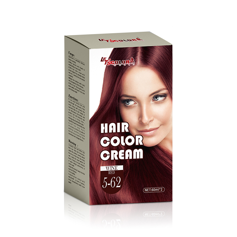 Creme de cor de cabelo sedoso vinho tinto para salão de beleza