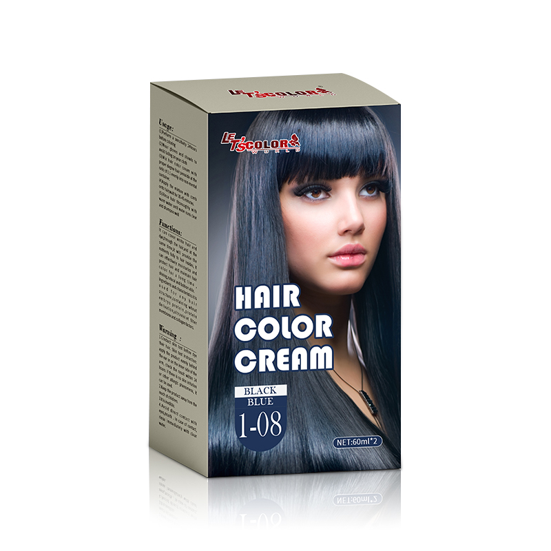 Creme de coloração de cabelo Black Blue Bio Plant para salão de beleza